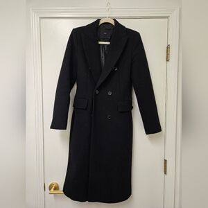Mango Women's Black Double-Breasted Wool Coat